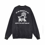 It Is What It Is Raccoon Print Vintage Washed Sweatshirt