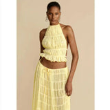 2-Piece Chic Halter Dress Suit Set