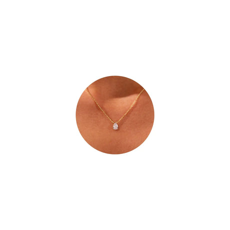 VRIUA Gold Necklace for Women 14K Gold Plated Dainty Teardrop Diamond Necklace Simple Gold Necklaces Cubic Zirconia Necklace for Women - Lootquake
