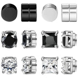 NEWITIN 6 Pairs Stainless Steel Magnetic Stud Earrings for Men Magnetic Earrings Men Clip on Earrings Non Piercing Earrings Unisex CZ Magnetic Earrings Diamond Earrings for Women Men - Lootquake