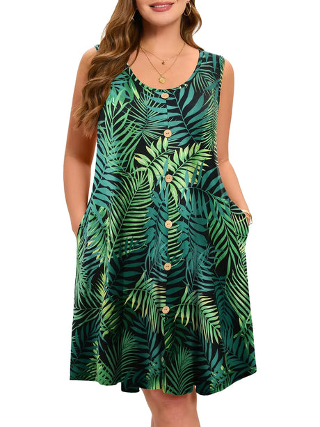 ZENNILO Womens Casual Dresses Tshirt Dresses Plus Size Summer Dresses Round Neck Beach Cover Up Sundress with Pockets - Lootquake