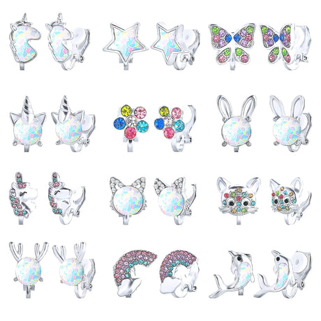 NEWITIN 12 Pairs Clip On Earrings for Women Cute Earrings Crystal Earrings Pearl Earrings Charming Fashion Earrings Non Piercing Clip on Earrings for Women - Lootquake