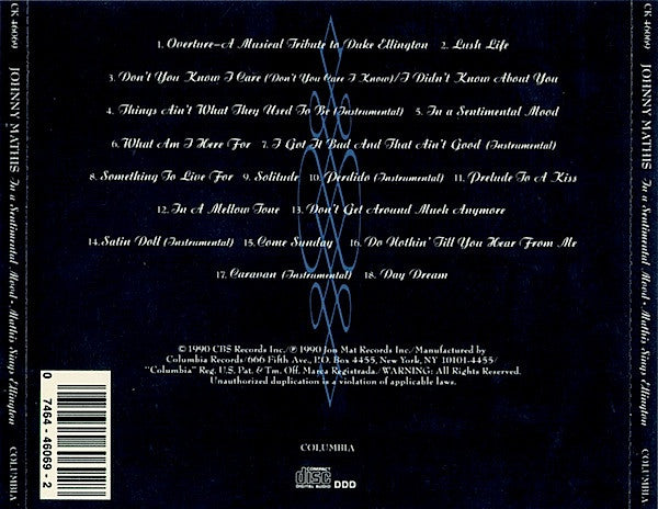 In A Sentimental Mood: Mathis Sings Ellington (CD) | Excellent (EX) Excellent+ (EX+)