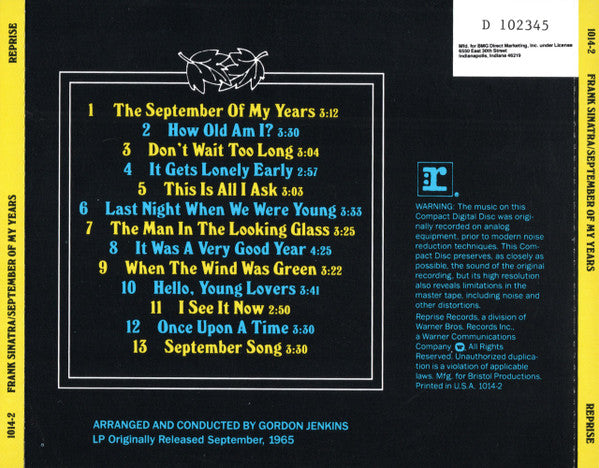 September Of My Years (CD) | Near Mint (NM) Near Mint (NM)