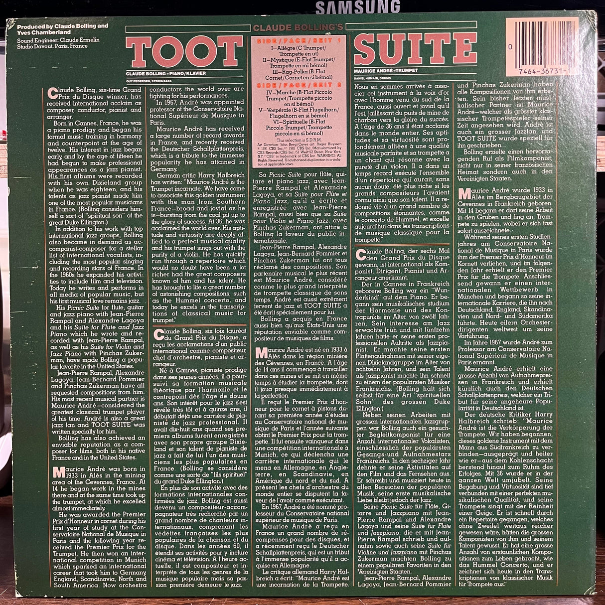 Bolling: Toot Suite (LP) | Near Mint (NM) Excellent+ (EX+)