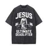 Jesus The Ultimate Deadlifter Vintage Washed T-shirt