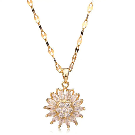 Elevate Your Style with Our Double-layer Rotatable Sunflower Necklaces - Lootquake