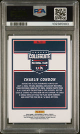 Tarjeta de béisbol Panini Stars &amp; Stripes USA Charlie Condon n.° 13 Rookie RC, clasificada en 2024, PSA 10 Gem Mint