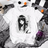 Kawaii Goth Girl Round Neck Short Sleeve T-shirt