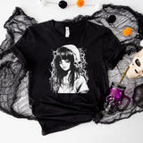 Kawaii Goth Girl Round Neck Short Sleeve T-shirt