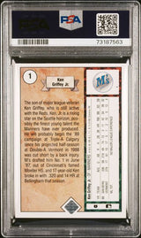 Tarjeta de béisbol RC de novato Ken Griffey Jr. #1 de Upper Deck Star, calificada en 1989, PSA 7 NM