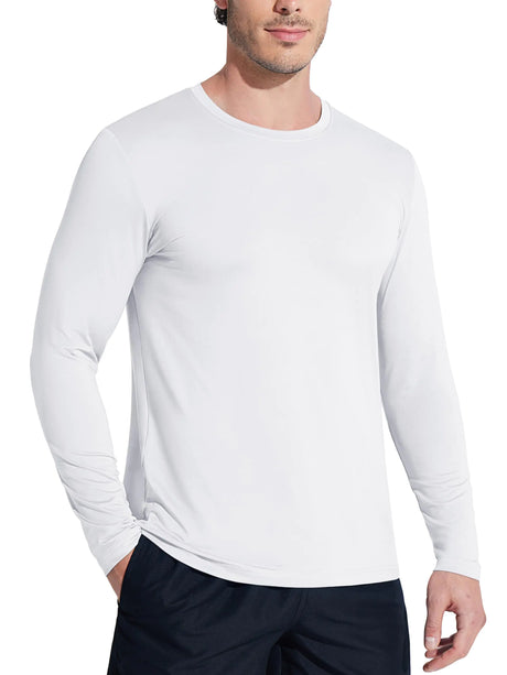 MAGCOMSEN UV Shirts for Men Long Sleeve Summer T Shirts Dry Fit UPF 50+ Shirts Rash Guard Swim Shirts Lightweight Beach T Shirts White S - Lootquake