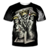 King and Queen Poker Polyester Skull T-shirt