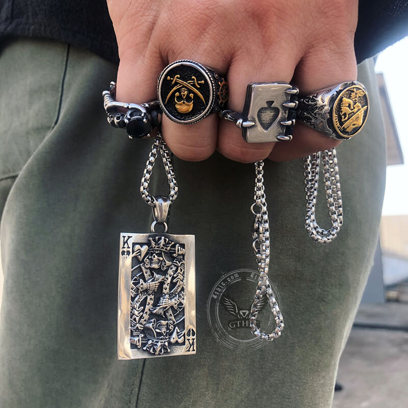 Colgante de póker de acero inoxidable con el Rey de Picas