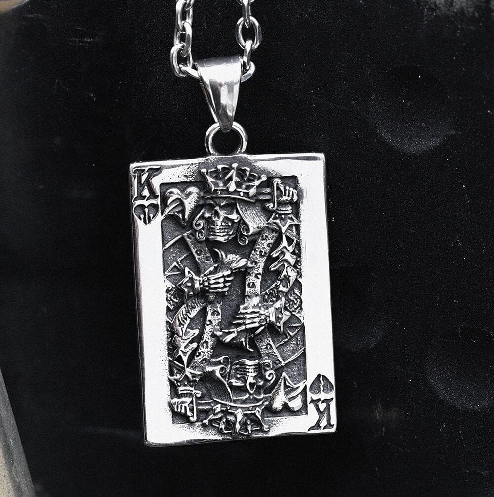 Colgante de póker de acero inoxidable con el Rey de Picas