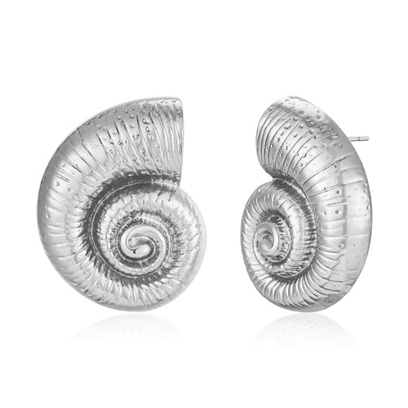 LILIE&WHITE Conch Studs Earrings Sea Shell Earrings For Women Silver Shell Earrings Silver Ocean Studs Fashion Summer Beach Statement Earrings - Lootquake