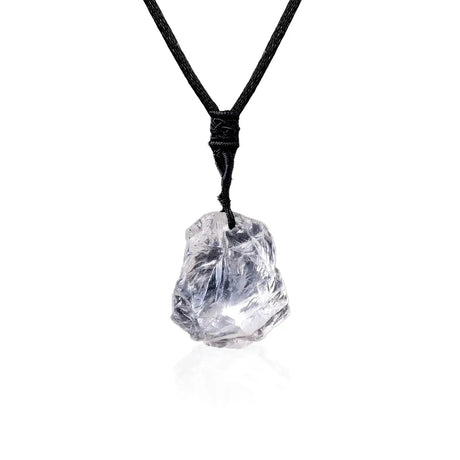RJINGSHI Natural Clear Quartz Raw Stone Necklace Clear Quartz Jewelry Handmade Necklaces Crystal Necklaces Gemstone Necklace for Men for Women Gifts - Lootquake