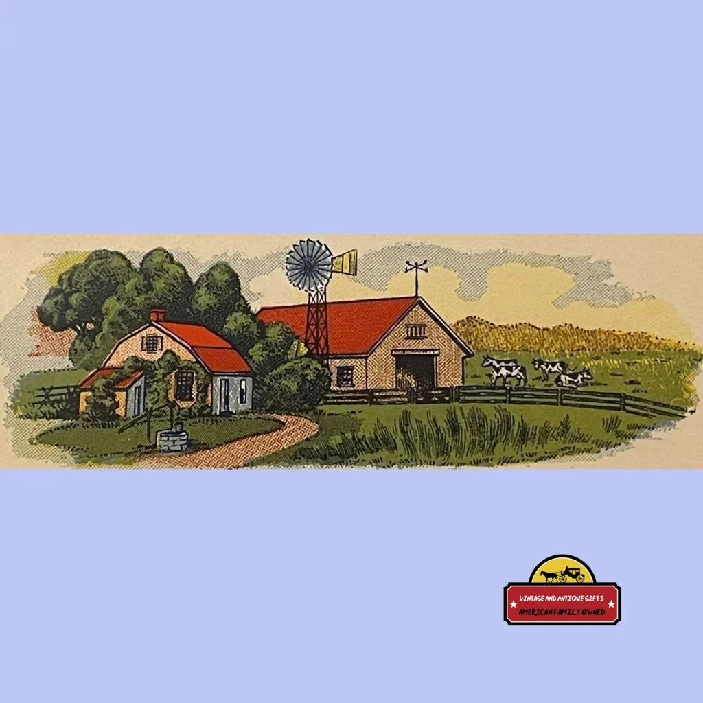 Rare Antique Vintage Homestead Mince Meat Label with Farm Scene