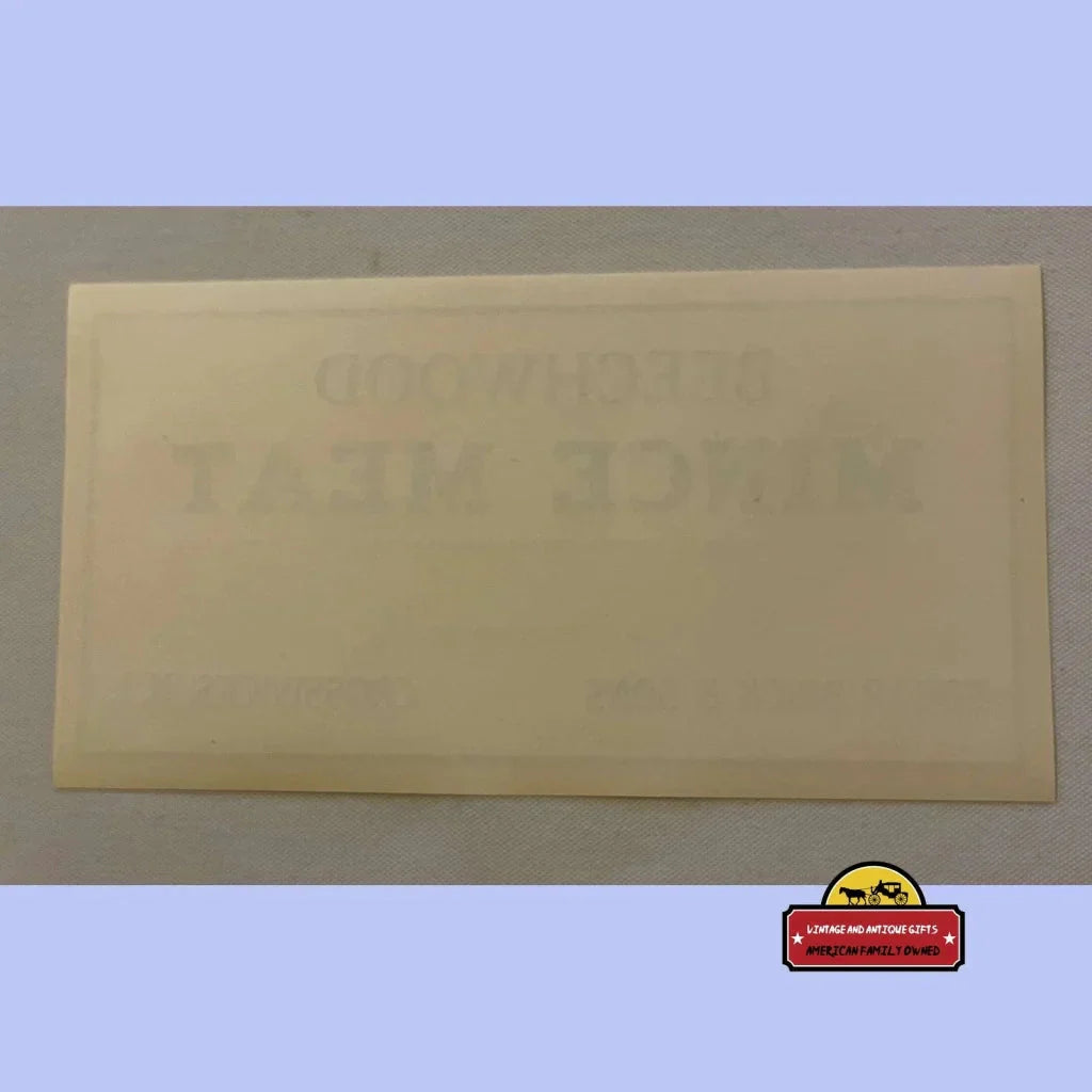 Rare Antique Vintage Beechwood Mince Meat Label Brings Nostalgia Home
