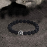 Lion Head Agate Stone Stainless Steel Bead Bracelet