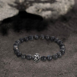 Lion Head Agate Stone Stainless Steel Bead Bracelet