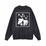 Love Cats Hate Sexism Vintage Washed Sweatshirt
