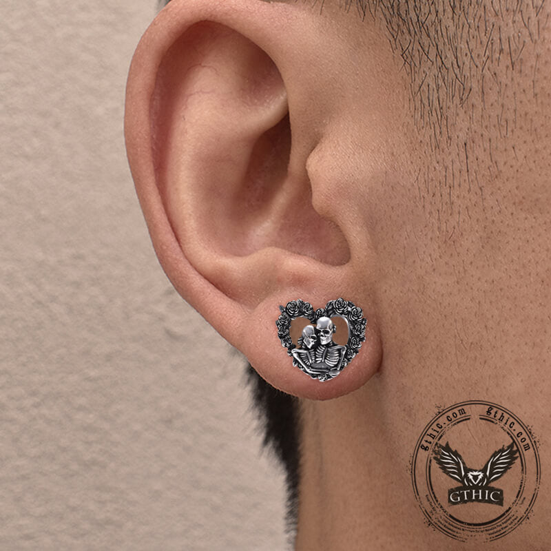 Dilatadores de oreja de acero inoxidable con forma de calavera y corazón