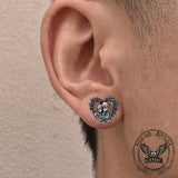 Loved Heart Skull Stainless Steel Ear Gauges