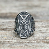 Lucifer Symbol Baphomet Stainless Steel Satan Ring