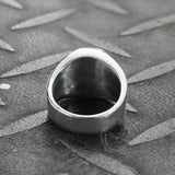 Lucifer Symbol Black Gem Stainless Steel Ring