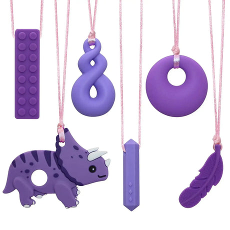 Chewy Necklaces for Sensory Kids Boys and Girls Silicone Dinosaur Chewy Necklaces for Autism ADHD SPD Chewable Oral Motor Pendant for Chlidren - Lootquake