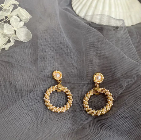 French retro pearl earrings female earrings - Lootquake