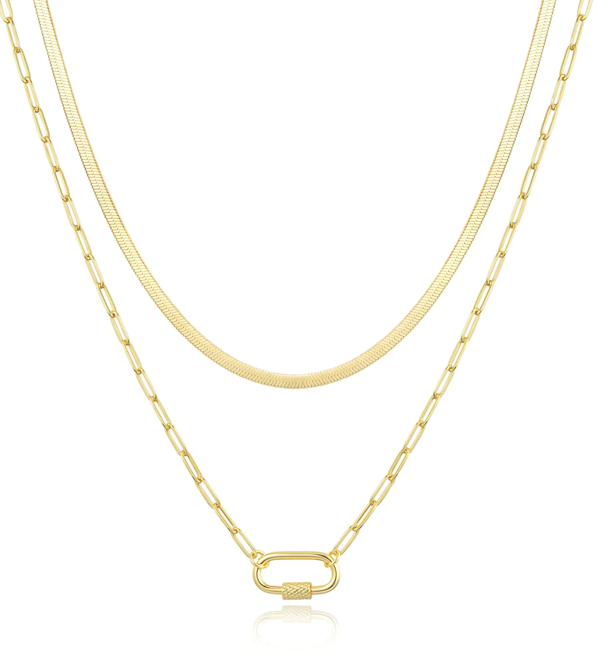 Jewlpire Dainty Gold Necklace for Women 14k Plated Gold Layered Necklaces for Women Trendy Herringbone Chain Paperclip Chain Necklaces for Women Stackable Necklaces for Women - Lootquake
