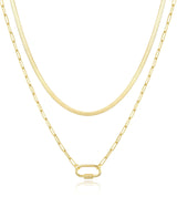 Jewlpire Dainty Gold Necklace for Women 14k Plated Gold Layered Necklaces for Women Trendy Herringbone Chain Paperclip Chain Necklaces for Women Stackable Necklaces for Women - Lootquake
