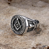 Mason Symbol Stainless Steel Skull Ring