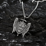 Michael Sword & Shield Archangel Wings Pure Tin Necklace