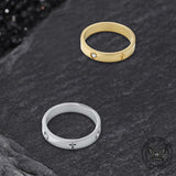 Minimalist Cross Inlaid Zircon Stainless Steel Band Ring