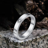 Minimalist Cross Inlaid Zircon Stainless Steel Band Ring