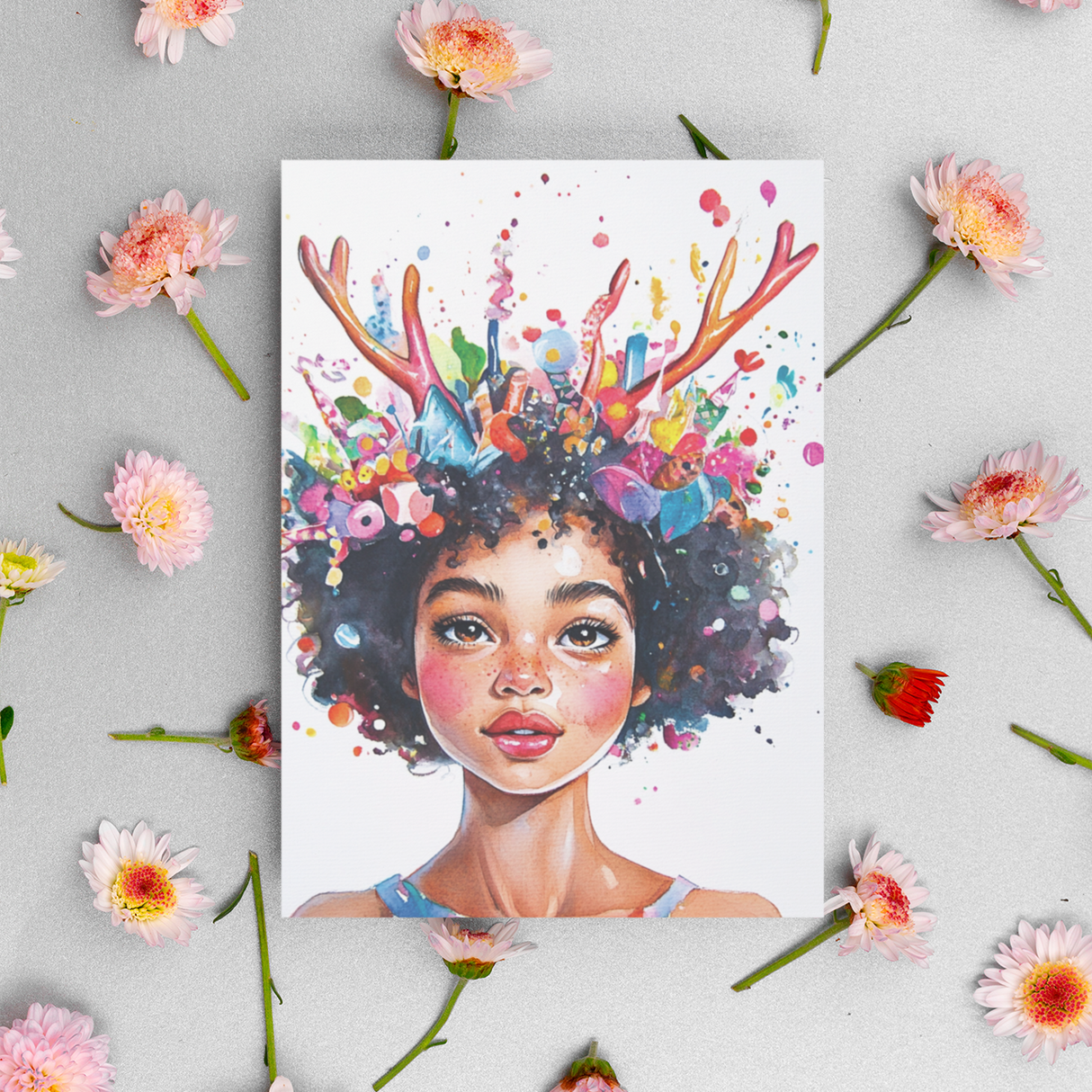 "Miss You Dearly" | Vibrant Afro-Fantasy Postcard