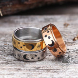 Moon Star Sun Stainless Steel Spinner Ring