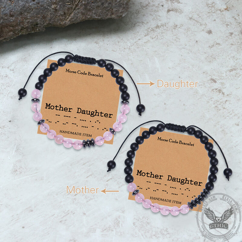 Mother And Daughter Gemstone Morse Code Bracelet