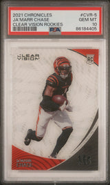 Graded 2021 Panini Chronicles Ja'Marr Chase #CVR5 Clear Vision Rookies RC Football Card PSA 10 Gem Mint