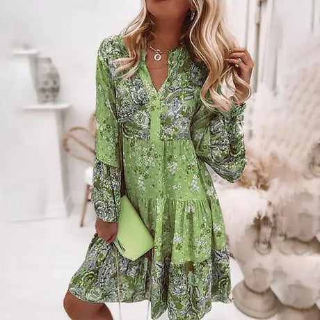 Pleated Long Sleeve Casual Dresses - Lootquake