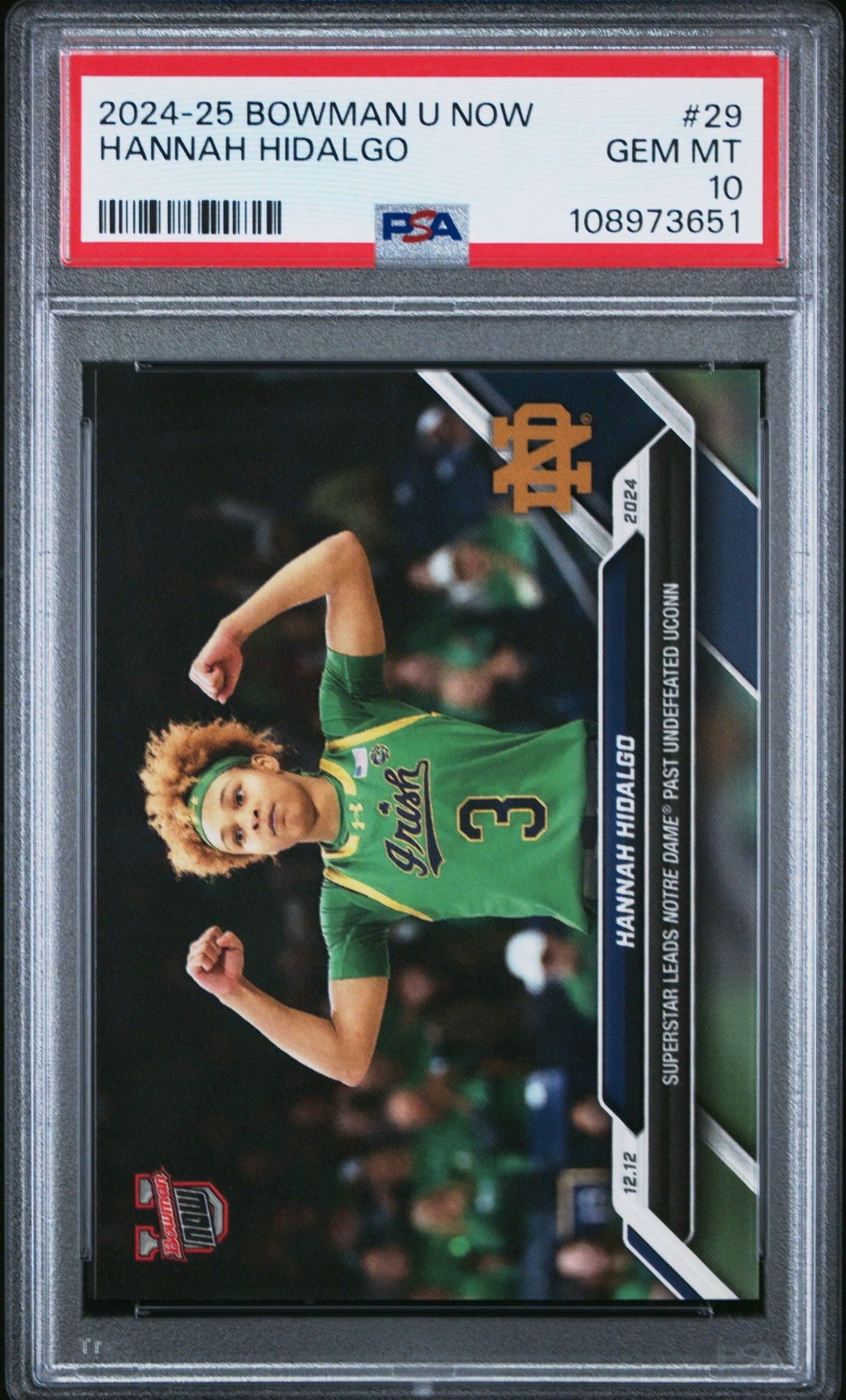 Tarjeta de baloncesto Hannah Hidalgo #29 Rookie RC de Topps Bowman U (clasificada en 2024) PSA 10 Gem Mint