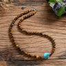 Natural Stone Beads Turquoise Stainless Steel Necklace