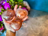 Red Hematoid Quartz, Valentines Day Gifts, Valentines Crystal Hearts, Fire Quartz Valentines Day Hearts