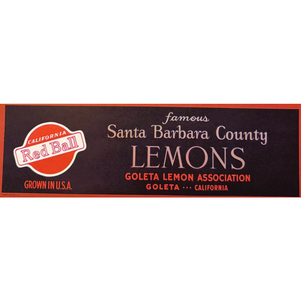 Nautical 1930s Schooners Lemons Crate Label from Santa Barbara
