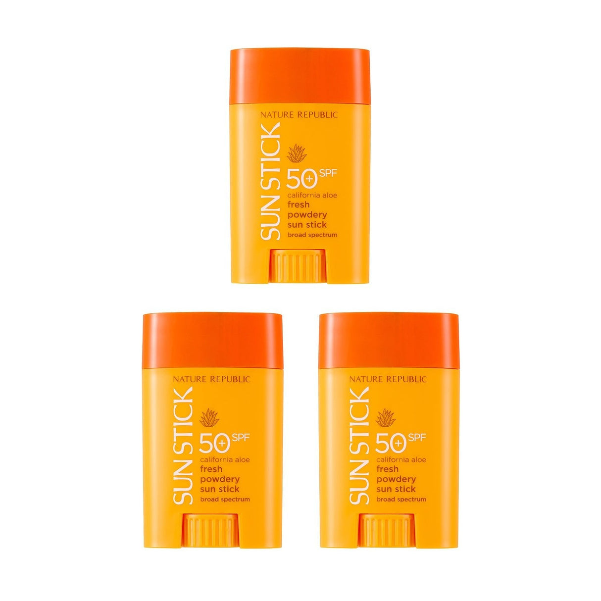 California Aloe Fresh Powdery Sun Stick de amplio espectro FPS 50+, set de triple valor
