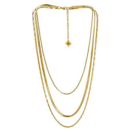 Léwind Gold/Silver Layered Necklaces for Women Dainty 18K Gold Plated Choker Necklaces for Women Trendy Layering Herringbone Box Snake Paperclip Chain Fashion Jewelry Set - Lootquake