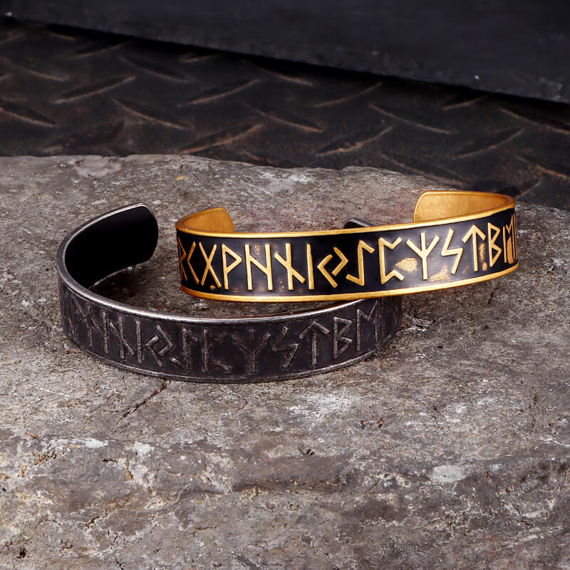 Nordic Rune Stainless Steel Viking Cuff Bracelet